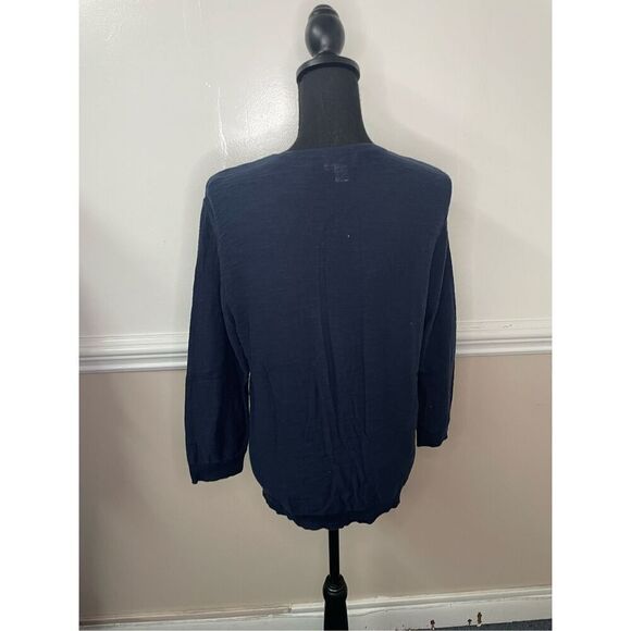 Loft Outlet Navy Button Up Blouse Size Large - Picture 2 of 6